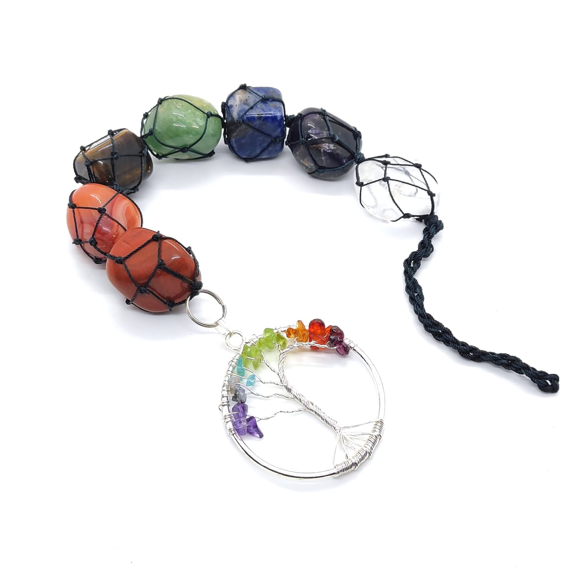 Sevan Chakra Tumble Hanging WIth Tree of Life Natural With Certified